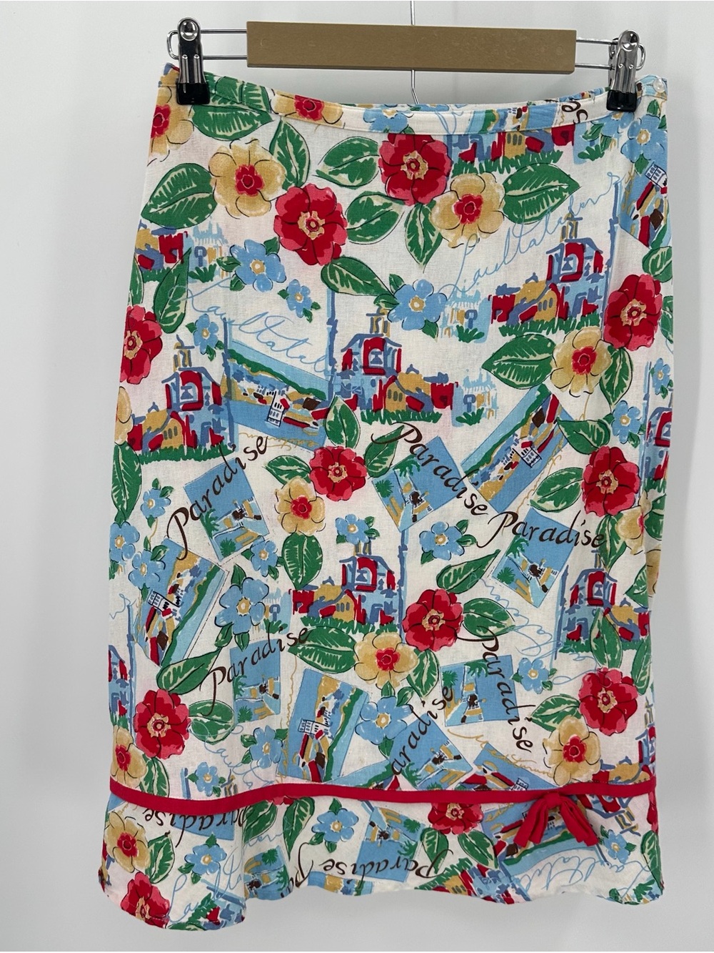 Jordan Blue Label Skirt Womens M Linen Blend Hawaiian Floral Beach Vacation Spot